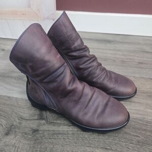 John Fluevog Purple Leather Ankle Boots